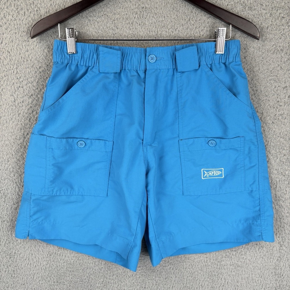 AFTCO Fishing Shorts Mens 34 Blue Original Nylon Cargo 5.5" Inseam